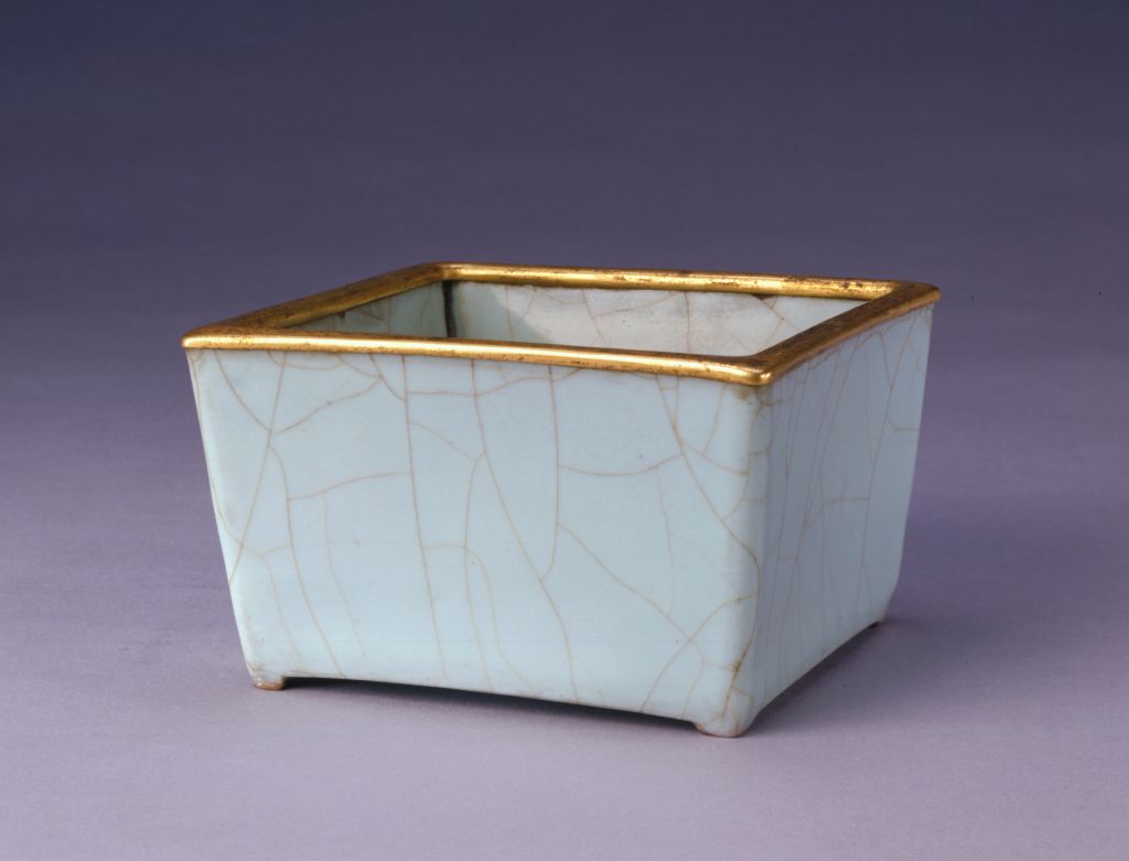 图片[1]-Blue glazed square flowerpot of official kiln-China Archive